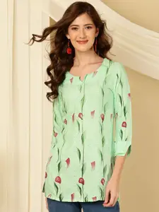 AKIMIA Floral Printed Sequinned Sequinned Kurti