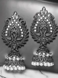OOMPH Peacock Shaped Jhumkas Earrings