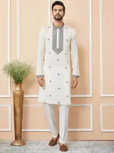 See Designs Men Floral Embroidered Regular Thread Work Kurta with Pyjamas