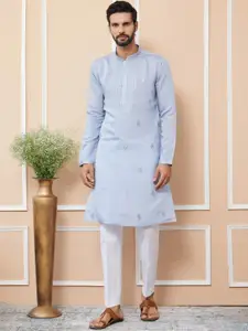 See Designs Men Floral Embroidered Regular Sequinned Kurta with Pyjamas