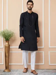 See Designs Men Floral Embroidered Regular Sequinned Kurta with Pyjamas