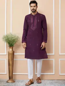 See Designs Men Geometric Printed Sequinned Kurta