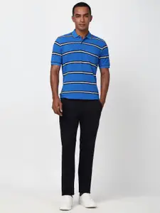 Peter England Men Striped Polo Collar Pockets T-shirt