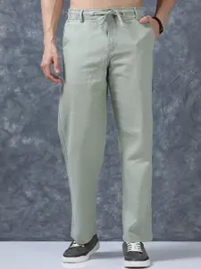 The Roadster Lifestyle Co Men Relaxed Fit Linen Trousers