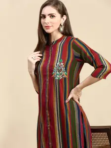 SHOWOFF Women Striped Flared Sleeves Kaftan Kurta