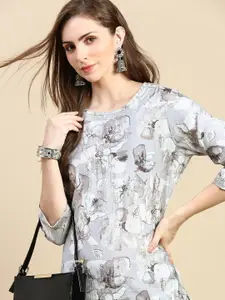 SHOWOFF Women Thread Work Floral Kurta