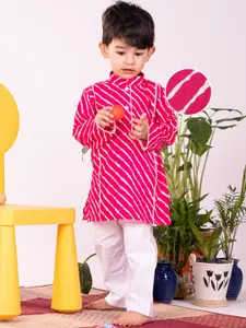 VASTRAMAY Boys Leheriya Printed Regular Pure Cotton Kurta with Pyjamas