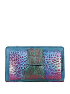 Anuschka Women Abstract Leather Zip Around Wallet