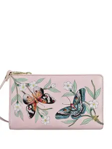 Anuschka Women Floral Printed Leather Zip Around Wallet