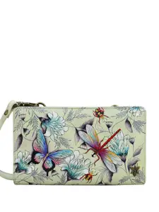 Anuschka Women Floral Printed Leather Zip Around Wallet