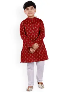 BAESD Boys Floral Regular Kurta with Trousers