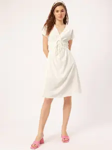 DressBerry Seersucker Cinched Waist A-Line Dress