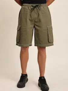 The Roadster Lifestyle Co. Pure Cotton Contrast Stitch Relaxed-Fit Cargo Shorts