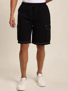 Roadster The Lifestyle Co Pure Cotton Contrast Stitch Relaxed-Fit Cargo Shorts