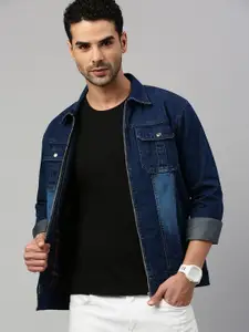 VOXATI Men Washed Denim Jacket