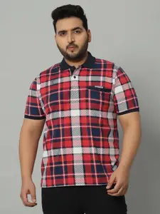 AUSTIVO Men Checked Mandarin Collar Applique T-shirt