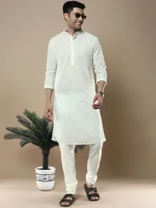 Anouk Men Embroidered Regular Chikankari Kurta with Churidar