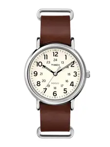 Timex Men Brass Dial & Leather Straps Analogue Watch T2P495