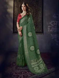 Stylum Bandhani Zari Art Silk Tussar Saree