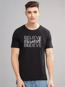 ADRO Men Typography Printed Applique T-shirt