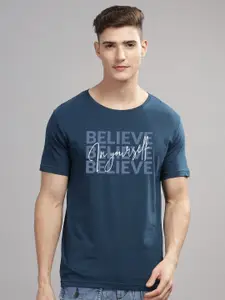 ADRO Men Typography Printed Applique T-shirt