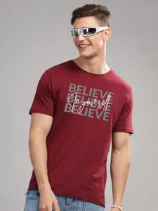 ADRO Men Typography Printed Raw Edge T-shirt