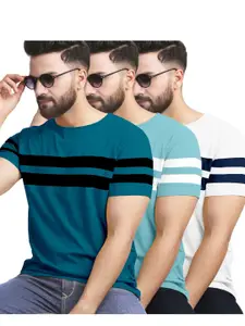 AUSK Pack of 3 Striped Half Sleeve Round Neck Tshirt