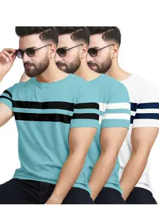 AUSK Pack of 3 Striped Half Sleeve Round Neck Tshirt