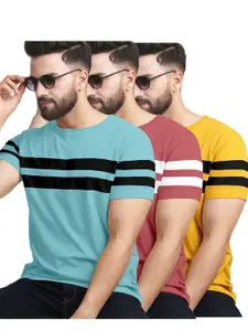 AUSK Pack of 3 Striped Half Sleeve Round Neck Tshirt