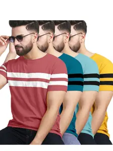 AUSK Pack of 3 Striped Half Sleeve Round Neck Tshirt