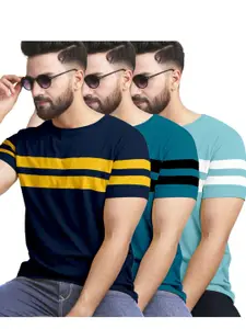 AUSK Pack of 3 Striped Half Sleeve Round Neck Tshirt