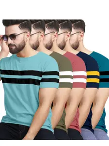 AUSK Pack of 3 Striped Half Sleeve Round Neck Tshirt