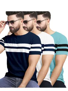 AUSK Pack of 3 Striped Half Sleeve Round Neck Tshirt