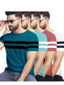 AUSK Pack of 3 Striped Half Sleeve Round Neck Tshirt