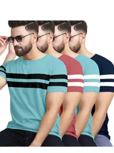 AUSK Pack of 3 Striped Half Sleeve Round Neck Tshirt