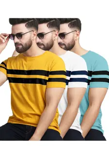 AUSK Pack of 3 Striped Half Sleeve Round Neck Tshirt
