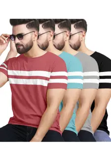 AUSK Pack of 4 Striped Half Sleeve Round Neck Tshirt