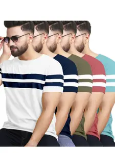 AUSK Pack of 3 Striped Half Sleeve Round Neck Tshirt
