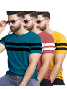 AUSK Pack of 3 Striped Half Sleeve Round Neck Tshirt