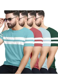 AUSK Pack of 3 Striped Half Sleeve Round Neck Tshirt