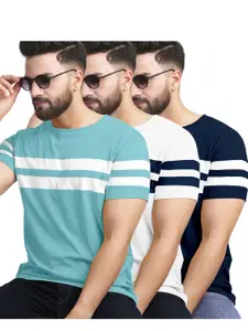 AUSK Pack of 3 Striped Half Sleeve Round Neck Tshirt
