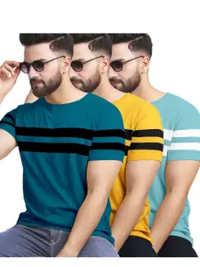 AUSK Pack of 3 Striped Half Sleeve Round Neck Tshirt