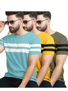 AUSK Pack of 3 Striped Half Sleeve Round Neck Tshirt