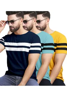 AUSK Pack of 3 Striped Half Sleeve Round Neck Tshirt