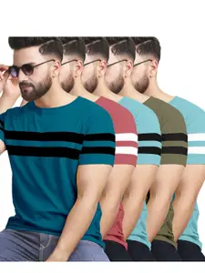 AUSK Pack of 4 Striped Half Sleeve Round Neck Tshirt