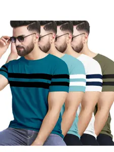 AUSK Pack of 3 Striped Half Sleeve Round Neck Tshirt