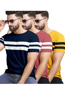 AUSK Pack of 4 Striped Half Sleeve Round Neck Tshirt