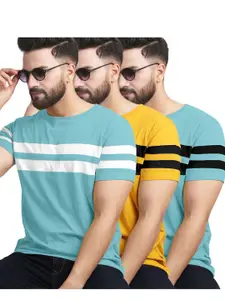 AUSK Pack of 3 Striped Half Sleeve Round Neck Tshirt
