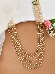 Silvermerc Designs Gold-Plated Kundan-Studded & Pearl-Beaded Layered Necklace
