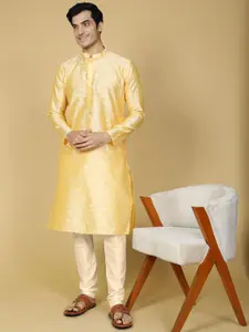 NAMASKAR Men Floral Regular Pure Cotton Kurta with Churidar